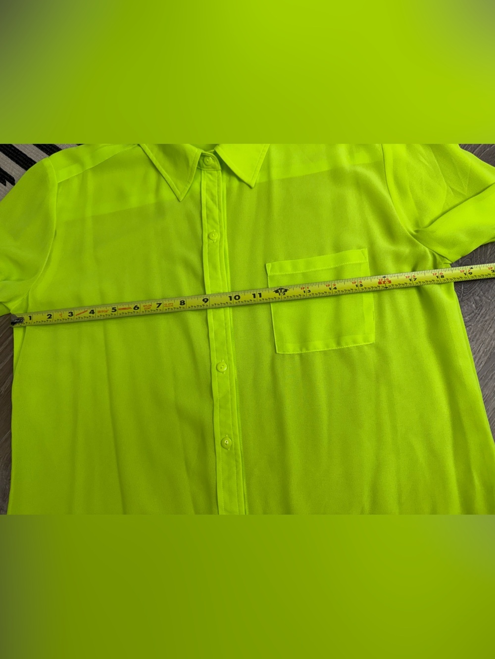 Kut From The Kloth Neon Green Sheer Button Down Long Sleeve Small Blouse NWOT - Picture 4 of 8